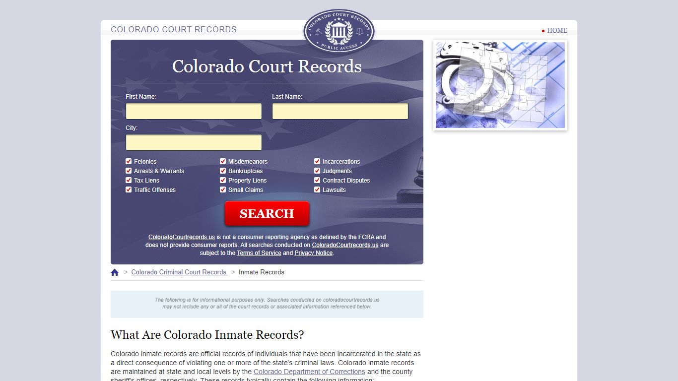 Colorado Inmate Search | ColoradoCourtRecords.us